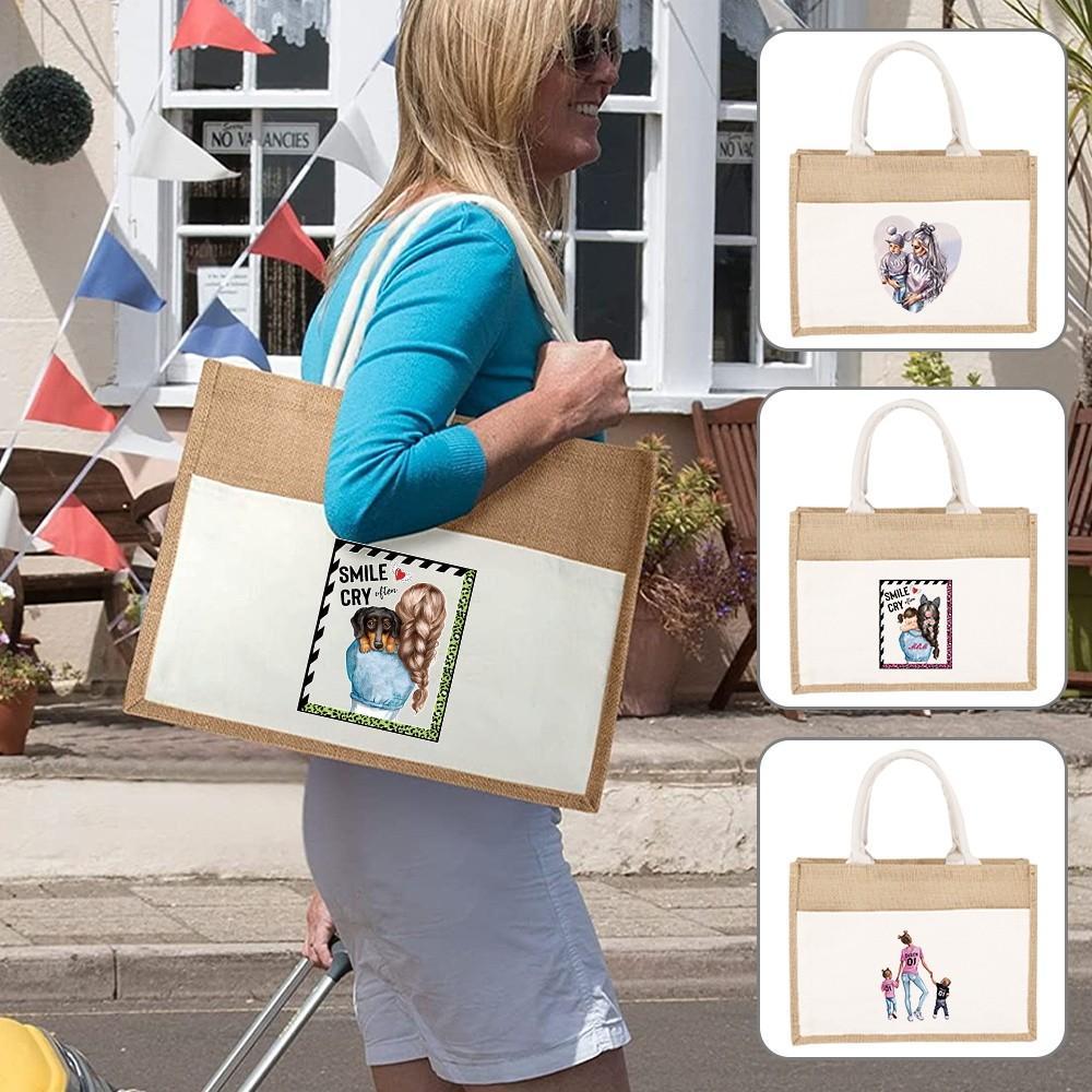 Jute Bag Handbag Linen Shoulder Bag Sacks Jute Imitation Sacks Women Shopping Bags Family Family Mot