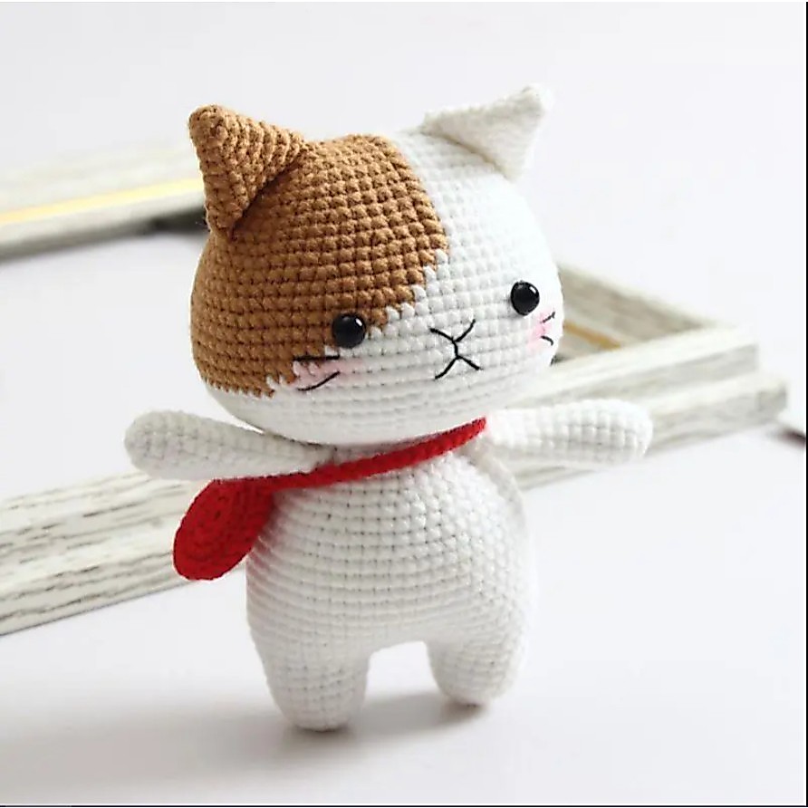 Set Móc Len Làm Thú Bông Mèo Đeo Túi Xách Bao Gồm Dụng Cụ Móc Len Dùng Làm Quà Tặng Handmade