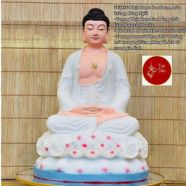 Tượng Phật Dược Sư , Màu Trắng, Dáng Ngồi Cao 30cm.