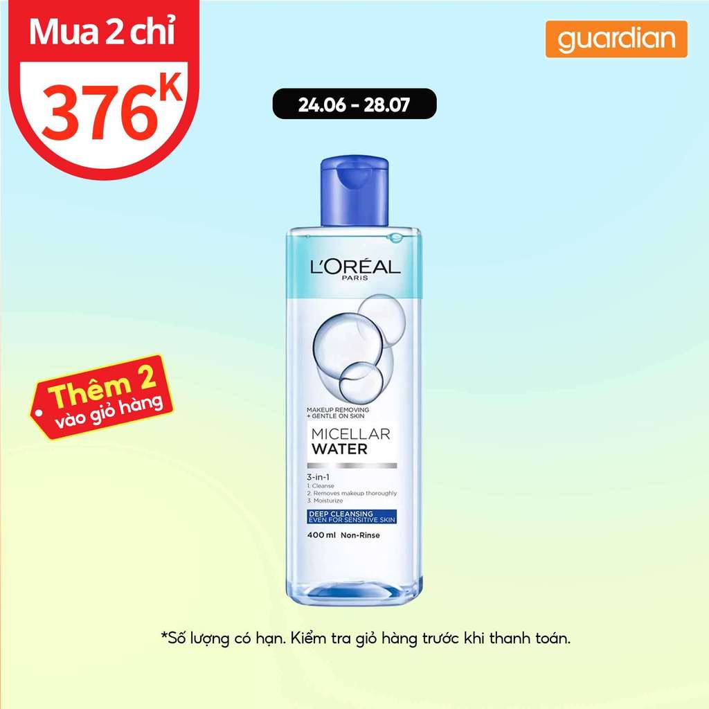 Nước Tẩy Trang 3 In 1 Micellar Làm Sạch Sâu L'Oréal Paris 400ml