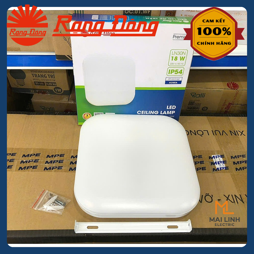 (Rạng Đông) Đèn Led ốp nổi trần trang trí (Vuông) Tràn Viền 18W - Đường kính 220mm - Ánh sáng trắng 