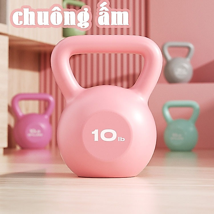 Bộ tạ ấm đun nước 5Lbs / 10Lbs / 15Lbs / 20Lbs bọc nhựa PVC Màu kẹo Kettlebell Thiết bị tập thể dục 
