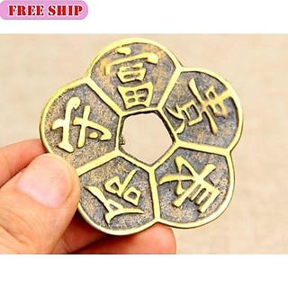 [SGDGS2724] Đồng Xu Hoa Mai Đồng Mạ Vàng Bỏ Bóp Ví Phong Thuỷ Tài Lộc May Mắn