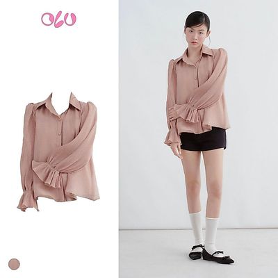 Áo sơ mi OLV tay dài bèo xòe phù hợp đi làm đi chơi Chandra