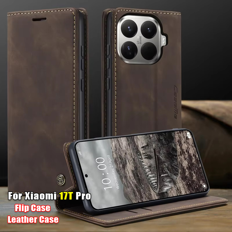 Mimi Cho Xiaomi 17T 15T 14T Pro Xiaomi17T Xiaomi17TPro 17 T 5G Flip Matte Leather Phone Case Khe Cắm