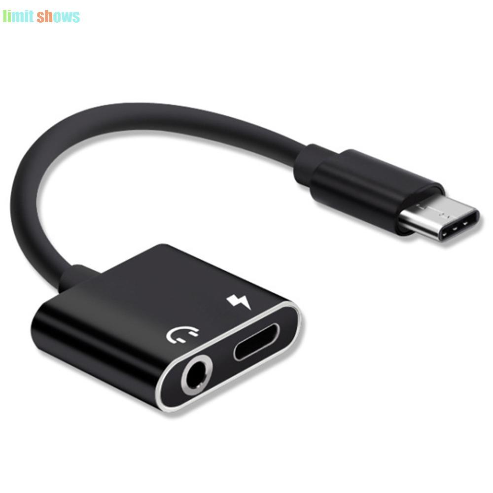 GIỚI HẠN SHOWS Type C sang 3,5 Mm Sạc điện thoại di động Bộ chuyển đổi tai nghe 2 trong 1