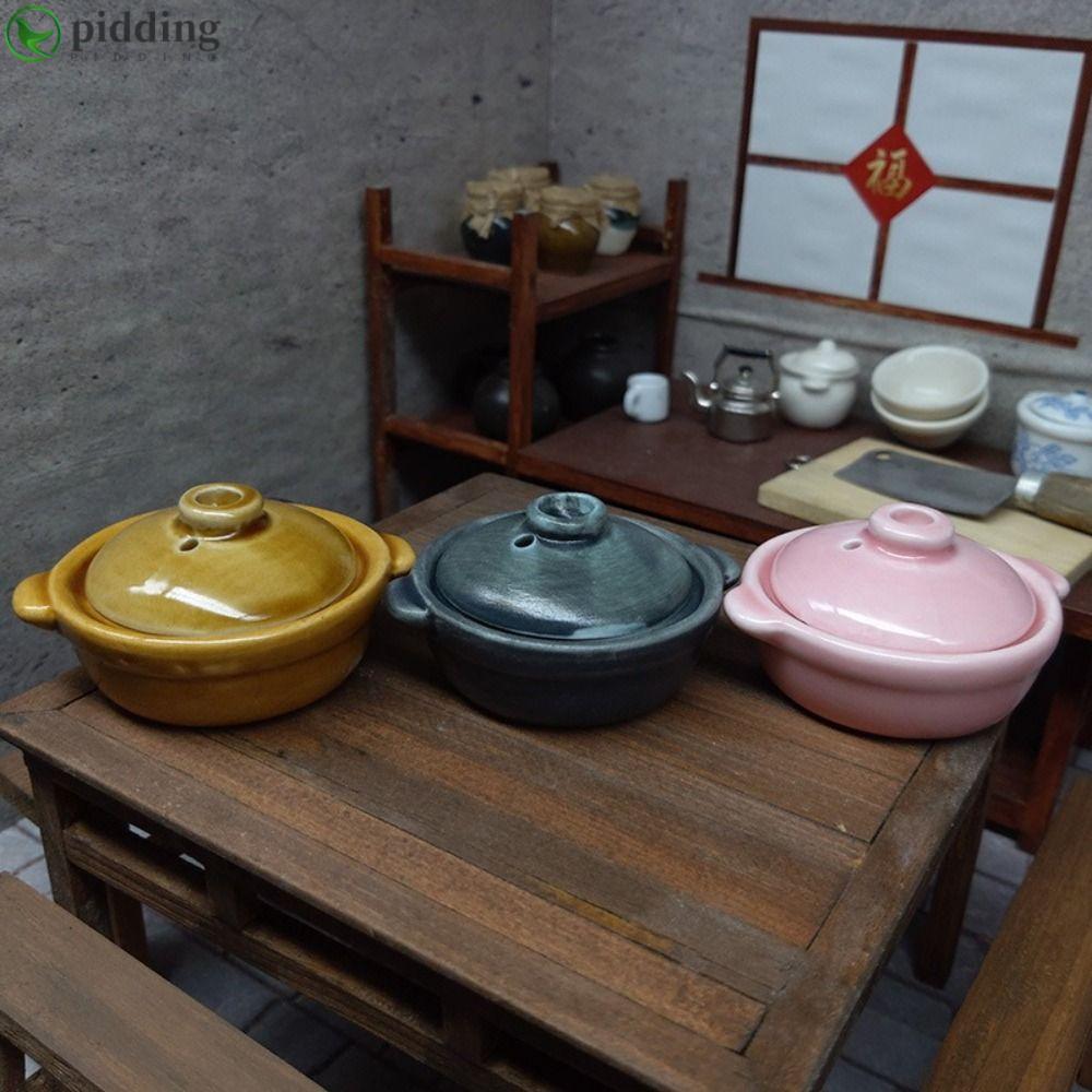 PIDDING Nhà Búp Bê Nội Thất Nhà Bếp, Đồ Dùng Nhà Bếp Thu Nhỏ Đa Năng, Gốm Sứ 2025 Đa Năng Mini Gốm S