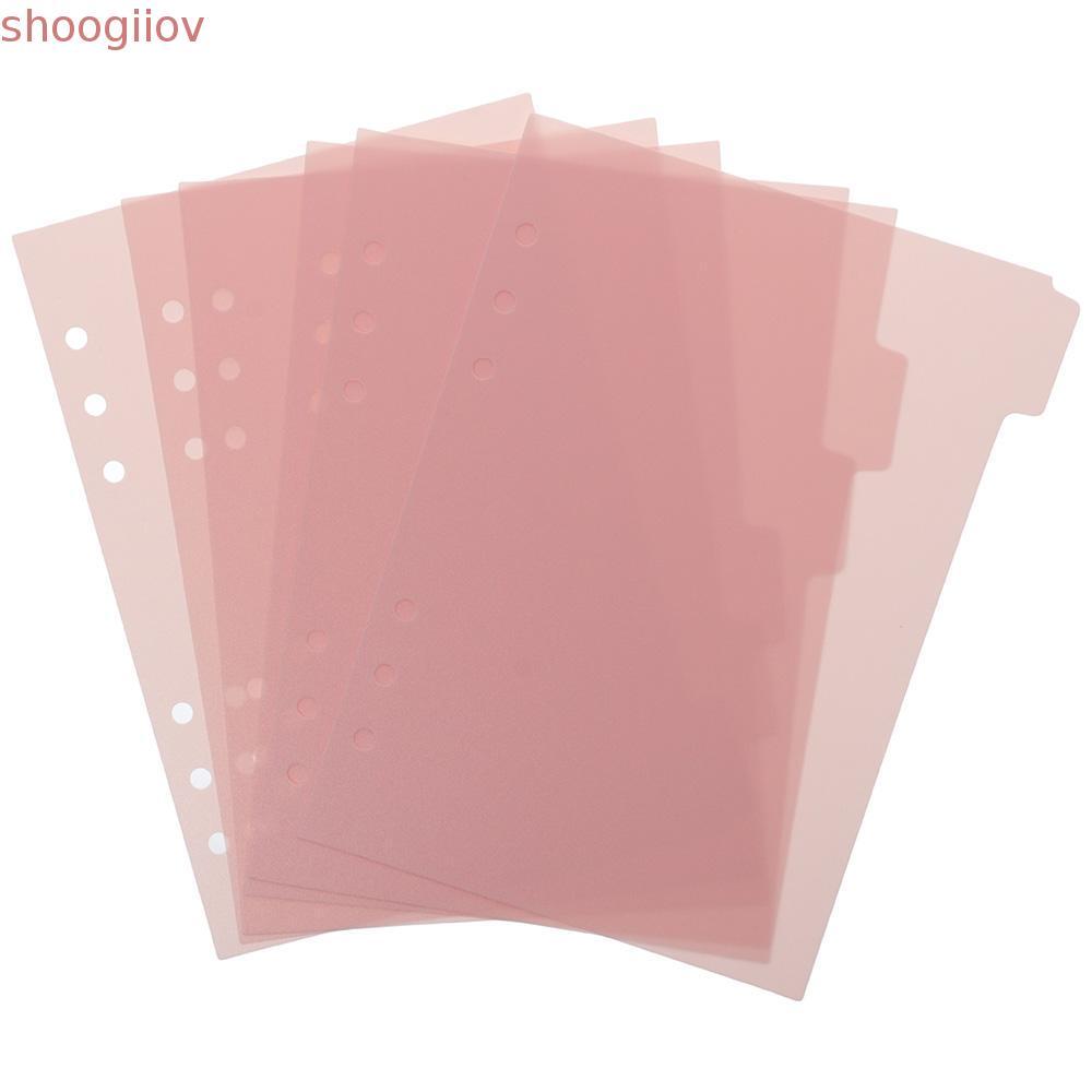 SHOOGMY 6 CÁI Binder Divider, Tab trang chỉ mục A5 bằng nhựa, Planner Pink 6 Ring 6 CÁI Binder Index