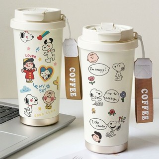  Ly giữ nhiệt Snoopy ly cà phê ly nước hoạt hình dễ thương ly nữ sinh dung tích lớn có ống hút 