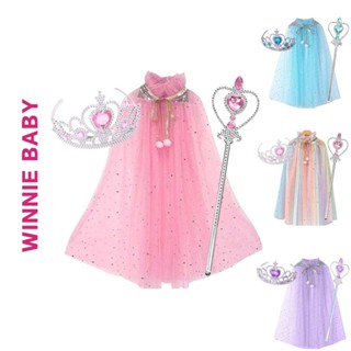 Áo Choàng Công Chúa, Vương Miện, Đũa Thần - Trang Phục Hoá Trang Elsa Cho Bé Gái Cosplay Halloween, Trung Thu, Disney