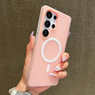  Ốp điện thoại từ tính 2 trong 1 Candy Color Jelly cho Galaxy S25 Edge S24 S23 Ultra Plus S24 FE Matte Solid Color Double-Layer Vỏ bảo vệ sạc không dây từ tính 