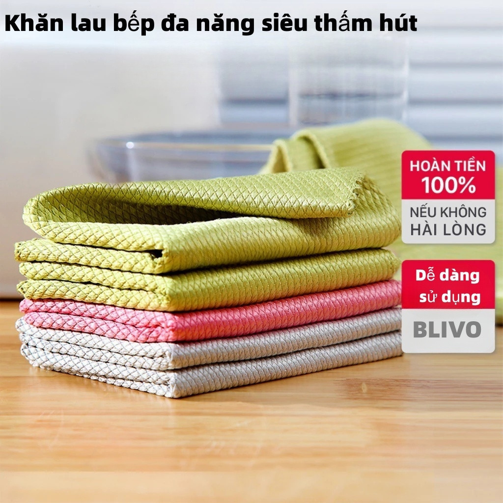 COZII Khăn lau bếp đa năng siêu thấm hút, lau kính, xe ô tô, combo 5 cái Parroti Fiber Khăn lau bếp 