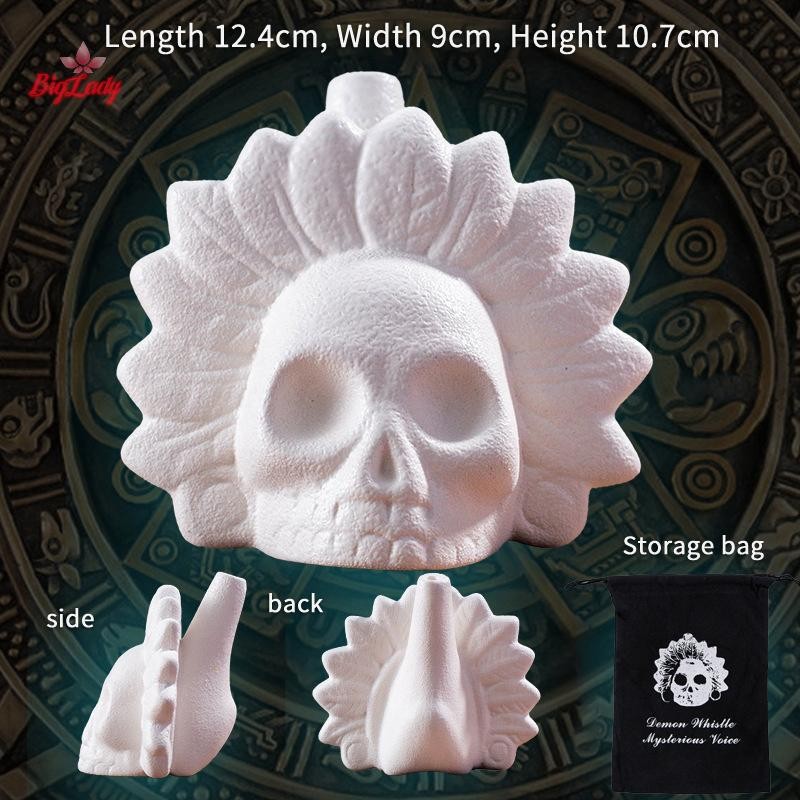 Biglady Original Aztec Death Còi To La hét Aztec Death Còi mới lạ Bộ xương Còi Halloween Dự tiệc Cun