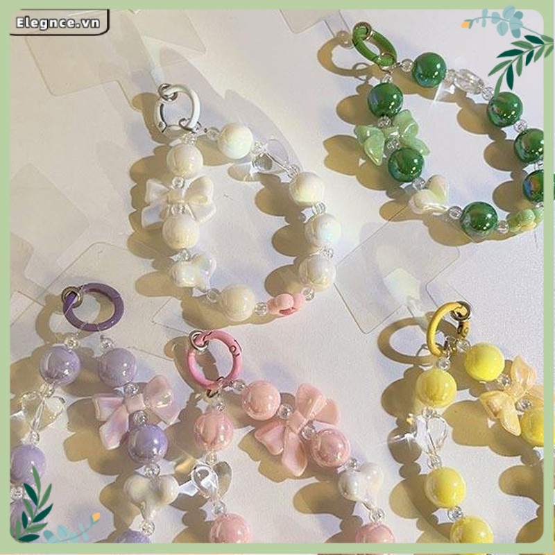 【Elevn】Móc khóa màu trơn thời trang hình trái tim đính hạt dây đeo điện thoại máy ảnh tự làm ốp lưng điện thoại | BigBuy360 - bigbuy360.vn