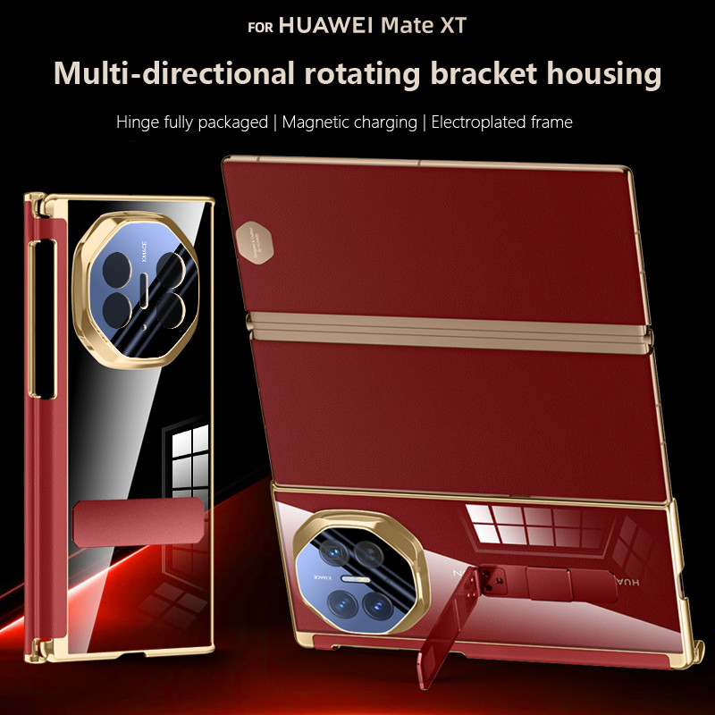 HD Trong Suốt Trong Suốt Ốp điện thoại Cho Huawei Mate XTs Mạ Cuối Cùng Da Bản Lề Từ Tính Ốp điện th