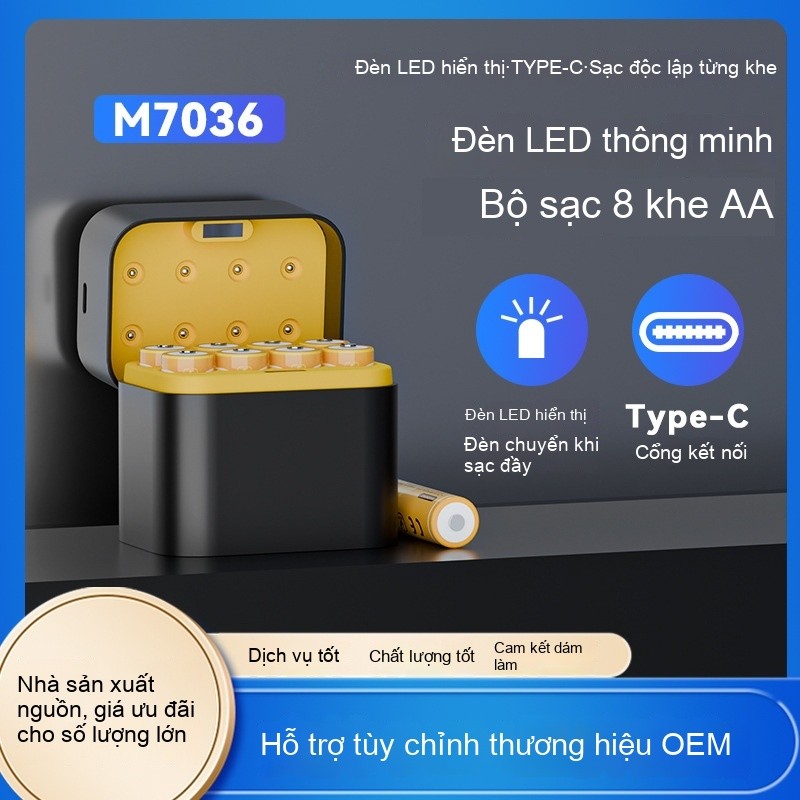 Hộp sạc thông minh AA tám khe, bộ sạc pin lithium AA độc lập