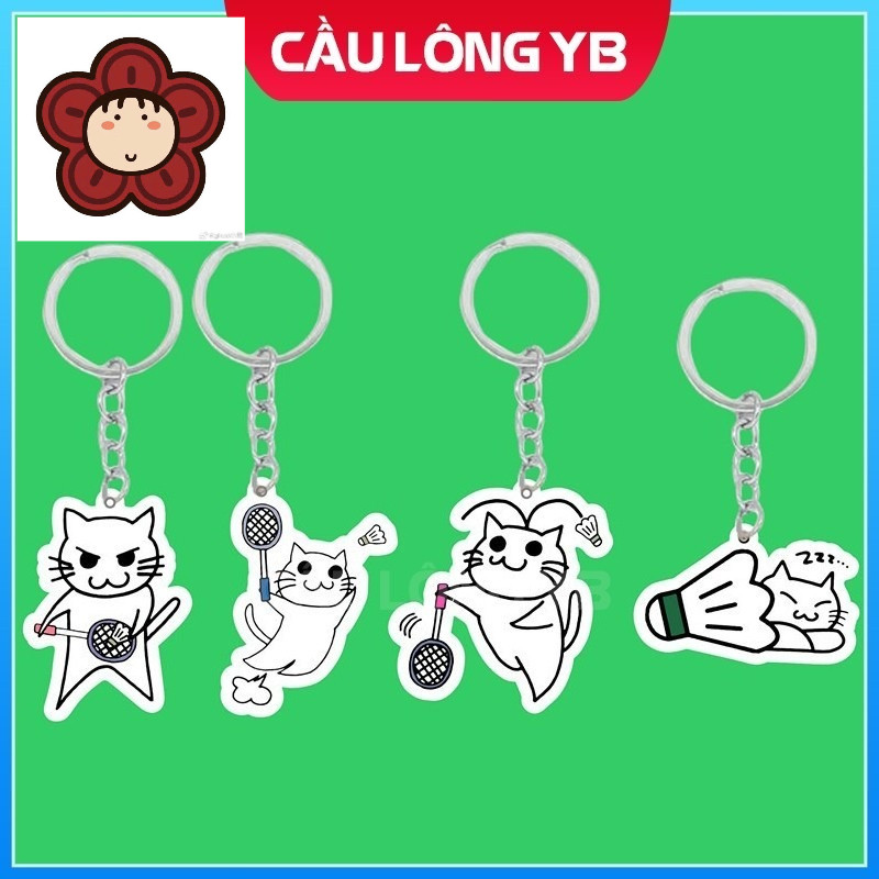 Móc khóa mèo cầu lông - Móc chìa khóa in hình mèo chơi cầu lông-ĐH