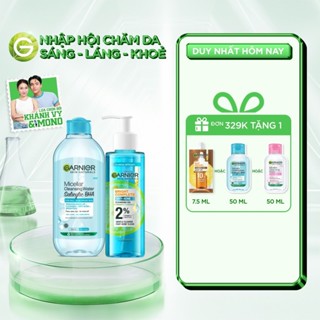 Bộ đôi Gel rửa mặt dịu nhẹ 2% [BHA, Vitamin C] & Nước tẩy trang BHA Garnier Bright Complete Anti-Acne (120ml x 400ml)