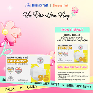 [HSD: 2027] Khẩu Trang Bông Bạch Tuyết N95 - Trắng (20 cái/hộp)