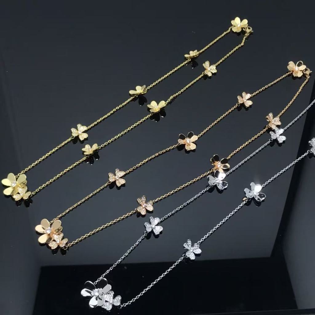 GLE7 New Clover Necklace V Gold-plated with diamond-like shine18k Fashion