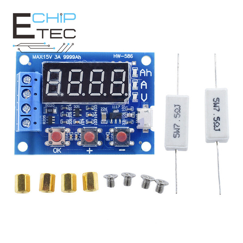 Thiết Bị Kiểm Tra Dung Lượng Pin Lithium Ion Lithium HW586 1.2V 12V 18650 Đồng Hồ Kiểm Tra Xả Điện T