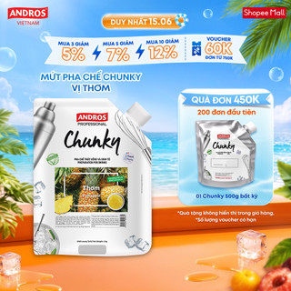 Mứt trái cây pha chế thơm - có miếng trái cây thật - nguyên liệu pha chế - andros chunky - 1kg
