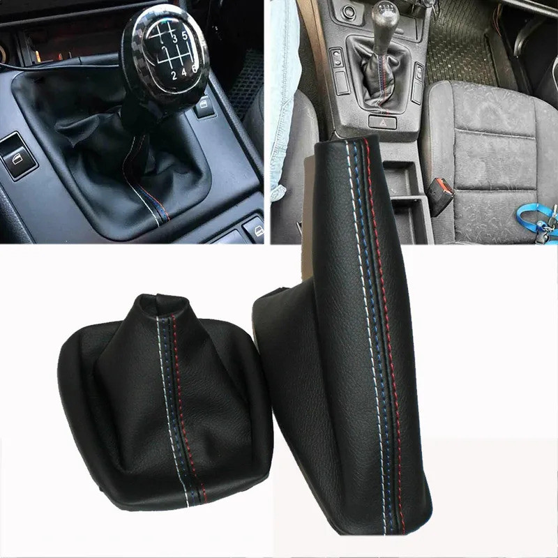HUI Car Shift Gear Stick Vỏ chống bụi Tay cầm phanh giả da cho BMW E30 E36 E34 E46 Z3 Mô hình thủ cô