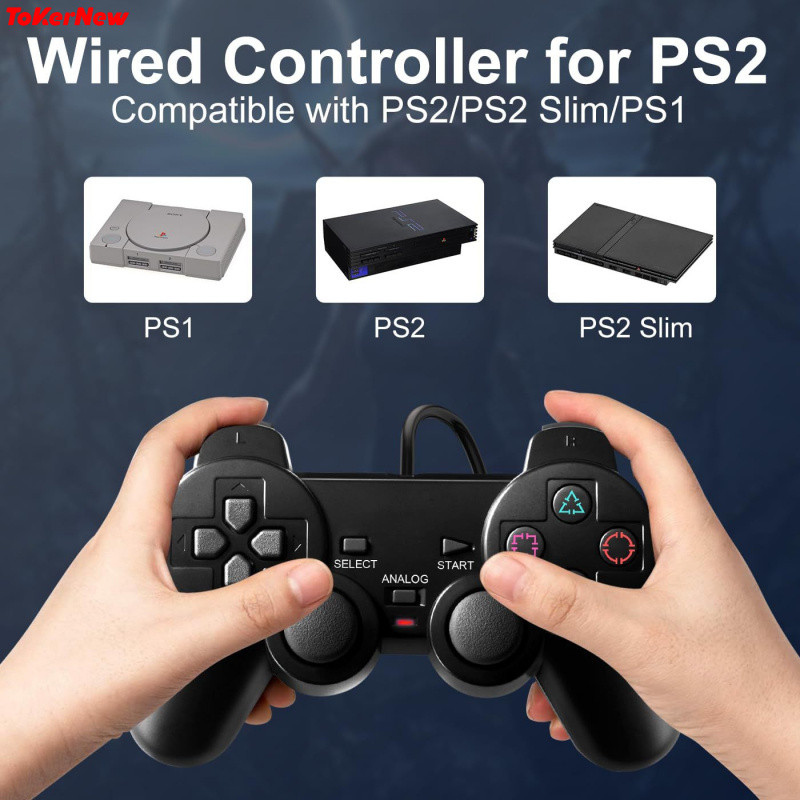 Wired Controller for PS2 Gamepads for Joystick for Playstation 2 Vibration Shock Joypad Wired USB PC