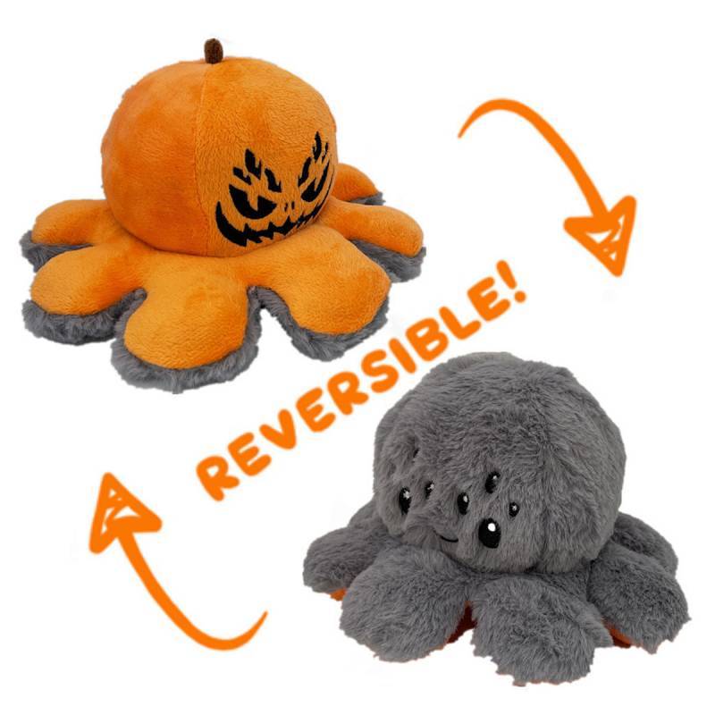 New Halloween Flip Pumpkin Octopus Doll Doll Flip Pumpkin Plush Toy Double-Sided Face Changing ZrkW