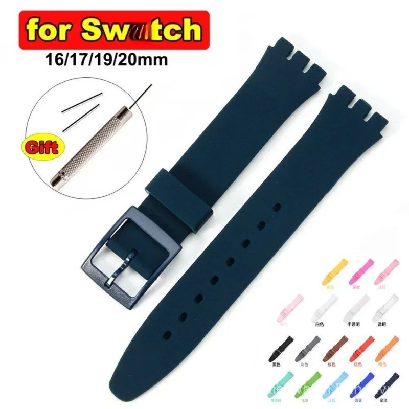 Dây đeo đồng hồ cao su silicon Dây đeo thể thao chống nước 16 / 17 / 19mm cho Sw-tch