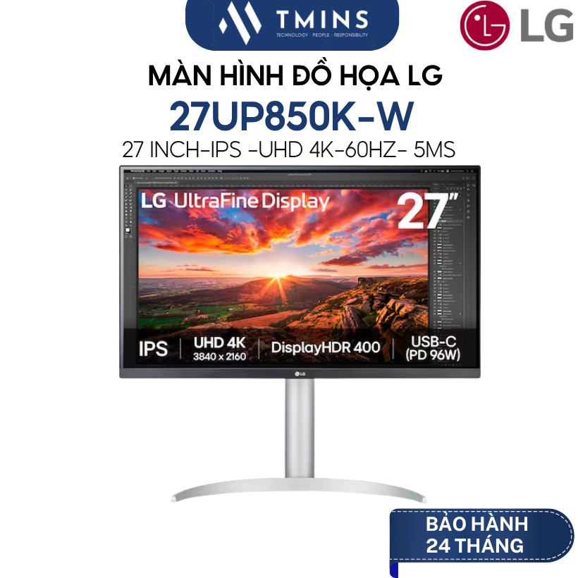 Màn hình đồ họa LG 27UP850K-W (27 inch/ IPS/ 4K UHD/ 60Hz/ 5ms/ USB-C) - Hàng chính hãng