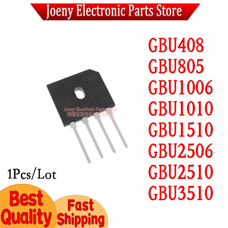 5 CÁI GBU408 GBU805 GBU1006 GBU1010 GBU1510 GBU2506 GBU2510 GBU3510 cầu chỉnh lưu