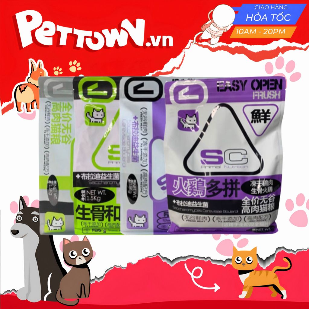 Hạt SC GrainFree 42% Protein Mix Topping, Chà Bông Cho Mèo Mọi Lứa Tuổi - Hạt cho mèo