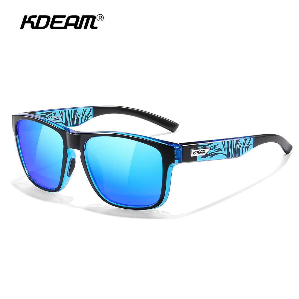 Kính râm phân cực KDEAM UV400 Kính râm đi xe đạp thể thao cỡ lớn Kính khung vuông