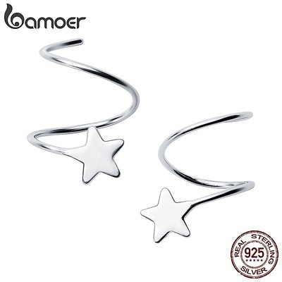 Bamoer Bông Tai Bạc 925 Hình Ngôi Sao Năm Cánh Thời Trang Cho Nữ