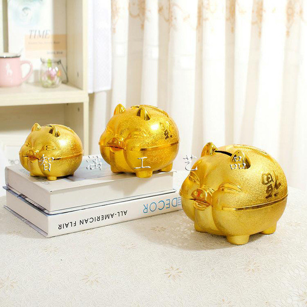 Lợn Vàng Lợn Đồ Trang Trí Ngân Hàng 13cm Lợn Vàng Heo Đất Trẻ Em Heo Đất Quà Tặng
