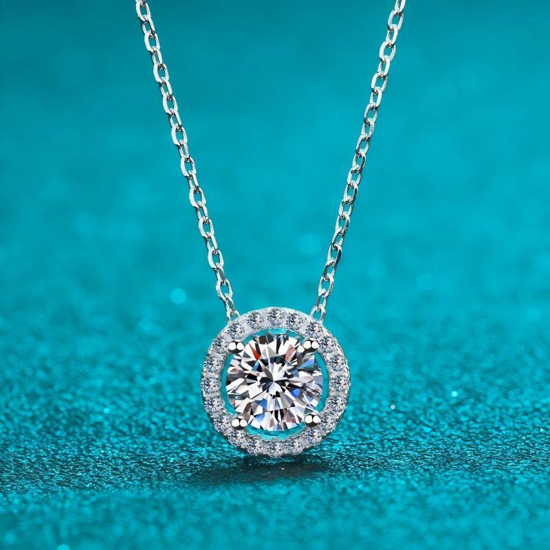 Vòng cổ nữ bạc X-005 925, 0,5 Carat / 1 Carat / 2 Carat Moissanite (Bao gồm chứng chỉ)