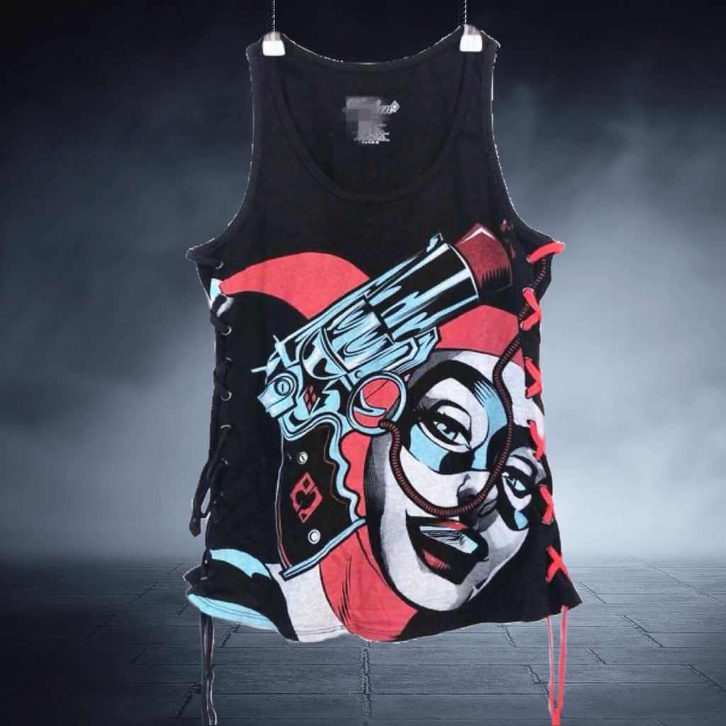 Dark Gothia Văn hóa Mỹ Harley Quinn Harley Quinn Batman Dây rút chắp vá Rock Punk Vest