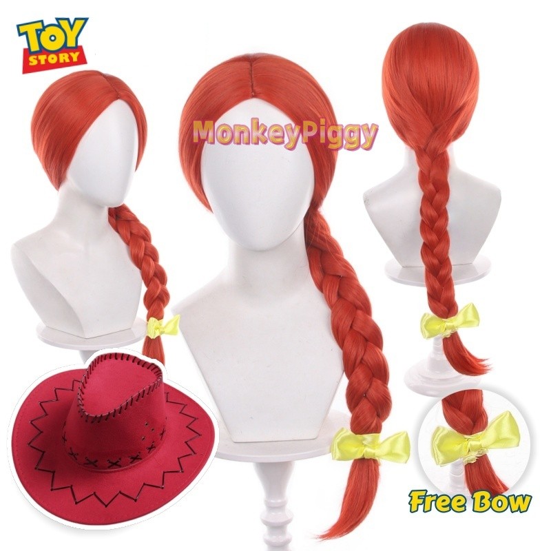 TOY STORY JESSIE Cosplay Tóc Giả JESSIE Cosplay Đỏ Tóc Giả & Mũ Halloween Carnival Đảng Roleplay Tóc