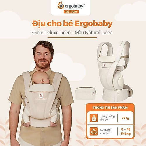 Địu TRỢ LỰC Ergobaby Omni Deluxe Linen 3.2kg – 20.4kg (sơ sinh – 48 tháng)