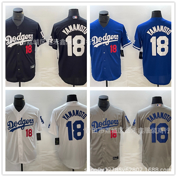 Giao hàng trong ngàyDodgers Los Angeles Dodgers No. 18 YAMAMOTO YAMAMOTO Yushen Áo thêu nam
