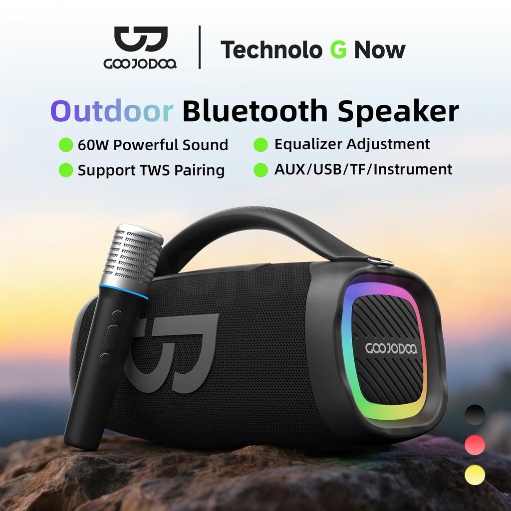 Loa Bluetooth không dây GOOJODOQ 6000mAh với âm thanh nổi 50W và đèn RGB cho karaoke tại nhà, tiệc t