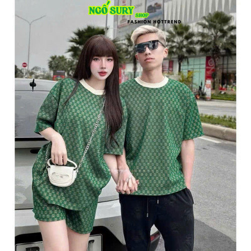 DX. Set thời trang, set couple, set Thun Quảng Châu bộ nữ áo + quần form rộng + áo thun nam