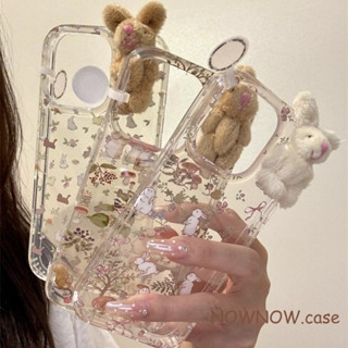  IPhone 16 15 14 13 12 11 Pro Max X XR XS Max 7 8 Plus Hoa Dễ Thương 3D Thỏ Hoạt Hình Cặp Đôi Trong Suốt Chống Rơi Vỏ Điện Thoại Mềm 