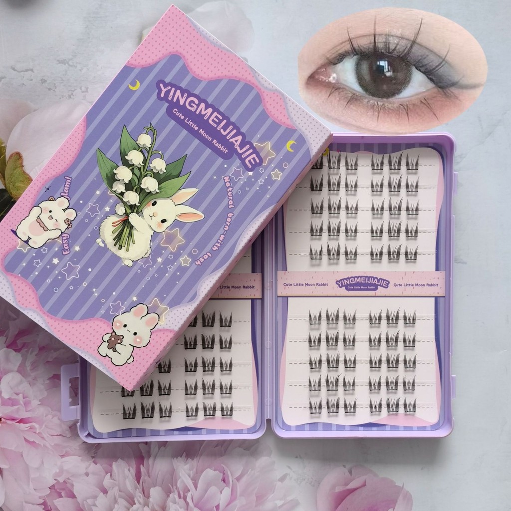 [Lông mi giả tự dính không keo 20 hàng YF61 Lông mi giả phân đoạn Bộ ba Tự nhiên không keo