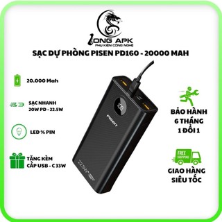  Pin sạc dự phòng PISEN QUICK PD160 20.000 mah sạc nhanh 22.5W - 20W PD Phụ Kiện Sạc Điện Thoại Đèn báo Pin Dự Phòng 