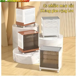  Hộp Nhựa Đựng Quần Áo Gấp Gọn - Có Bánh Xe Dung Tích Lớn 100L Dễ Di Chuyển Chất Liệu Nhựa Bền 