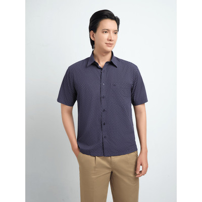 Áo sơ mi tay ngắn vạt ngang VIETTIEN SMART CASUAL vải Hoa hồng form REGULAR VT00000480