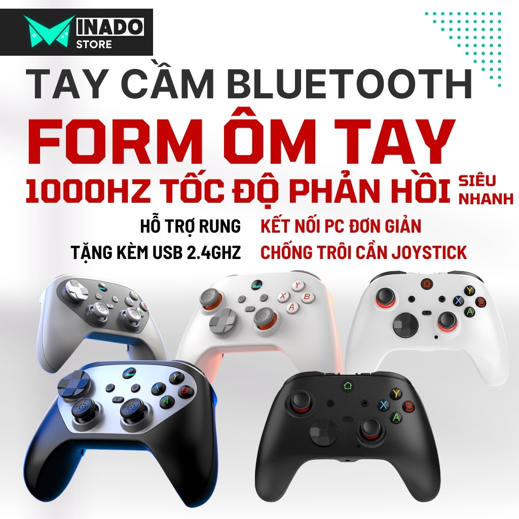 [HOẢ TỐC] Tay Cầm Chơi Game S102L HE 2025 - Joystick Hall Effect Chống Trôi, Analog 360 độ, Macro Minado