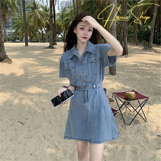 {Hannie-Oder}Váy Liền Bò Váy Ngắn Khí Chất Tôn Dáng Gầy Chít Eo Dáng Nhỏ Thiết Kế Kiểu Pháp Mẫu Mới Mùa Hè Cho Nữ